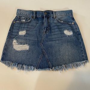 JBD Denim Jean Skirt Raw Hem Distressed Frayed MED